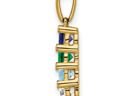 14K Family Jewelry Geniune Stone & Diamond Set Pendant, 21 x 4mm