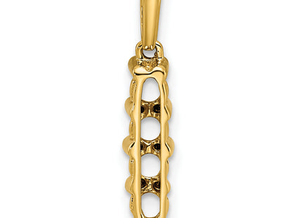14K Family Jewelry Geniune Stone & Diamond Set Pendant, 21 x 4mm