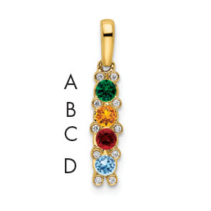 14K Family Jewelry Geniune Stone & Diamond Set Pendant, 21 x 4mm
