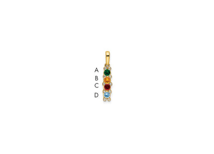 14K gold diamond family pendant, synthetic stone