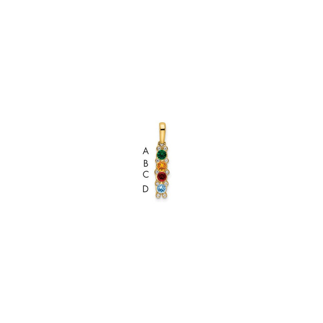 14K Family Jewelry Synthetic Stone & Diamond Set Pendant, 21 x 4mm