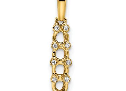 14K Family Jewelry Geniune Stone & Diamond Set Pendant, 21 x 4mm