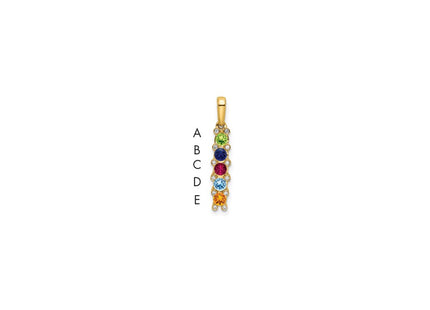 14K gold diamond family pendant, synthetic stone