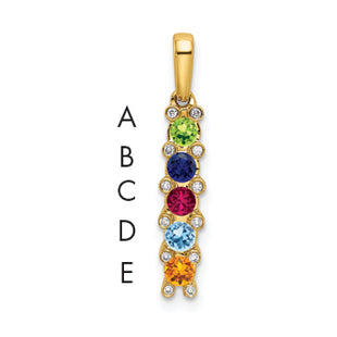 14K Family Jewelry Geniune Stone & Diamond Set Pendant, 24 x 4mm