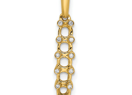 14K Family Jewelry Geniune Stone & Diamond Set Pendant, 24 x 4mm