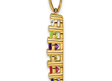 14K gold diamond family pendant, synthetic stone, another view