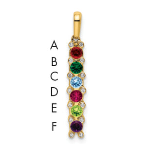 14K Family Jewelry Geniune Stone & Diamond Set Pendant, 26 x 4mm