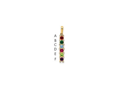 14K gold diamond family pendant, synthetic stone