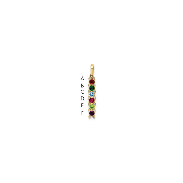 14K Family Jewelry Synthetic Stone & Diamond Set Pendant, 26 x 4mm