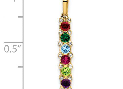 14K Family Jewelry Geniune Stone & Diamond Set Pendant, 26 x 4mm