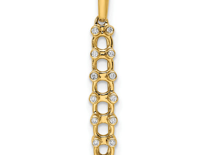 14K Family Jewelry Geniune Stone & Diamond Set Pendant, 26 x 4mm