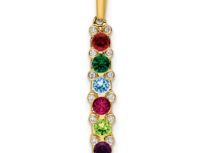 14K Family Jewelry Geniune Stone & Diamond Set Pendant, 26 x 4mm