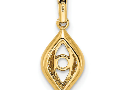 14K Family Jewelry Diamond Semi-Set Pendant, 19 x 8mm