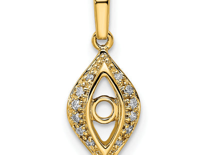 14K Family Jewelry Synthetic Stone & Diamond Set Pendant, 19 x 8mm