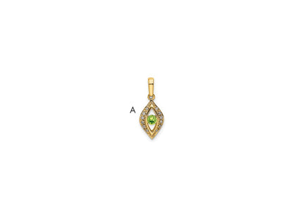 14K gold diamond family pendant, synthetic stone