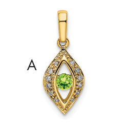 14K Family Jewelry Diamond Semi-Set Pendant, 19 x 8mm