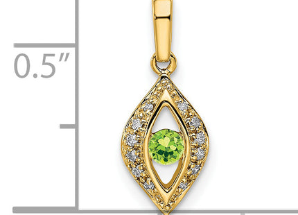 14K Family Jewelry Synthetic Stone & Diamond Set Pendant, 19 x 8mm