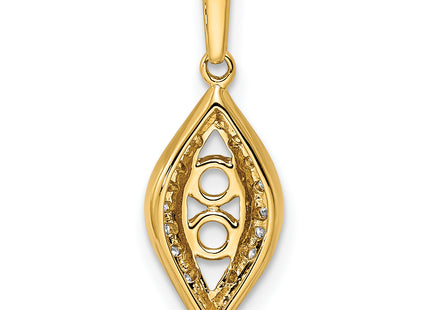 14K Family Jewelry Genuine Stone & Diamond Set Pendant, 21 x 8mm
