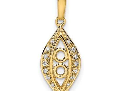 14K Family Jewelry Synthetic Stone & Diamond Set Pendant, 21 x 8mm