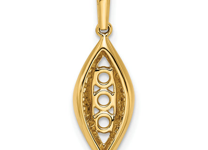 14K Family Jewelry Genuine Stone & Diamond Set Pendant, 23 x 8mm