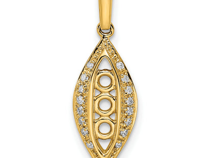 14K Family Jewelry Genuine Stone & Diamond Set Pendant, 23 x 8mm