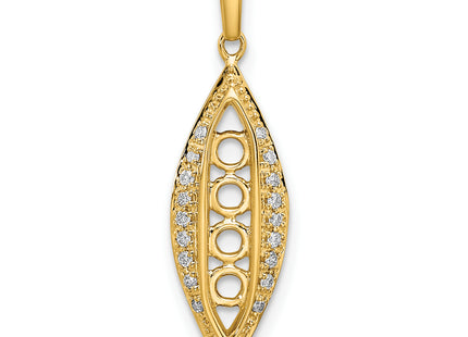14K Family Jewelry Synthetic Stone & Diamond Set Pendant, 27 x 8mm