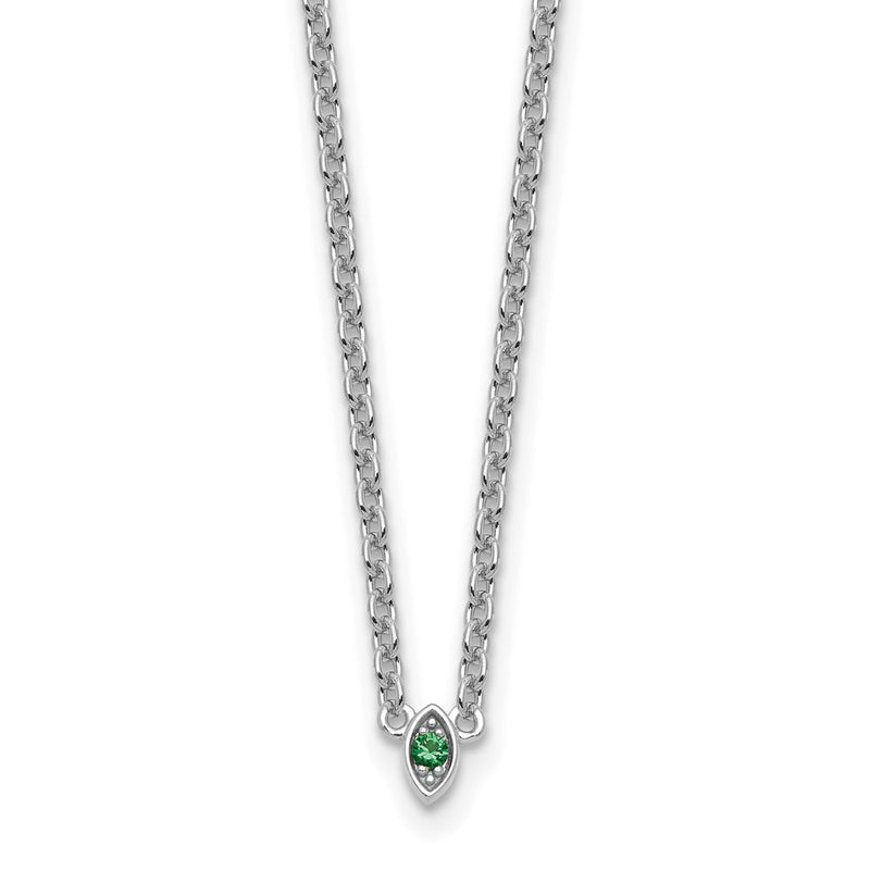 14K white gold birthstone necklace, synthetic stone, alternate view