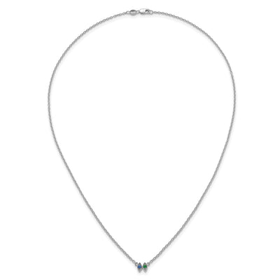 14K White Gold 2 Genuine Birthstone Mother's Necklace