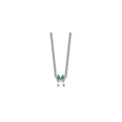 14K White Gold 2 Synthetic Birthstone Mother's Necklace