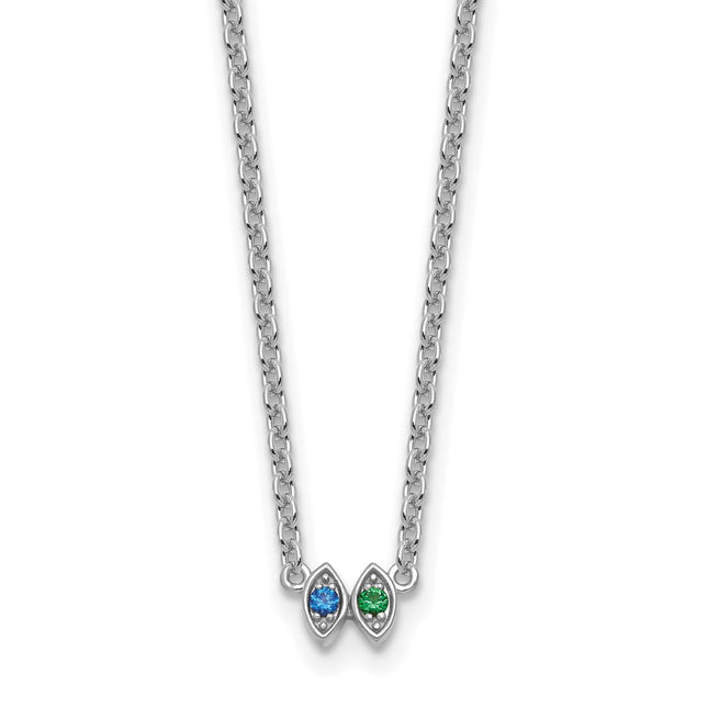 14K white gold birthstone necklace, synthetic stone, alternate view