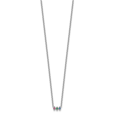 14K White Gold 3 Synthetic Birthstone Mother's Necklace
