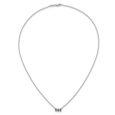 14K White Gold 3 Genuine Birthstone Mother's Necklace