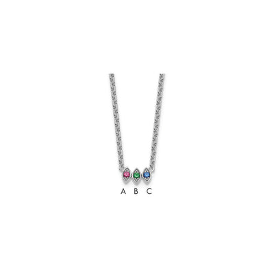14K White Gold 3 Genuine Birthstone Mother's Necklace