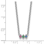 14k White Gold 3 Synthetic Birthstone Mother's Necklace view 6