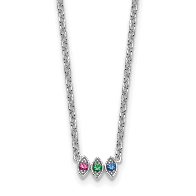 14K white gold birthstone necklace, synthetic stone, alternate view