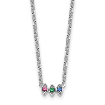 14K White Gold 3 Genuine Birthstone Mother's Necklace