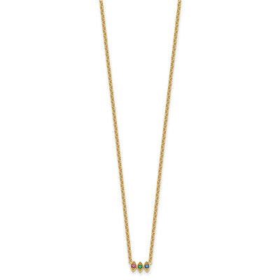 14K 3 Genuine Birthstone Mother's Necklace