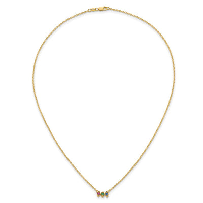 14K 3 Synthetic Birthstone Mother's Necklace