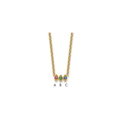 14K 3 Synthetic Birthstone Mother's Necklace