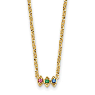 14K 3 Genuine Birthstone Mother's Necklace