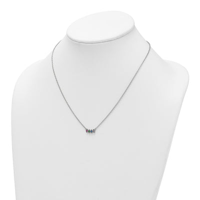 14K White Gold 4 Genuine Birthstone Mother's Necklace