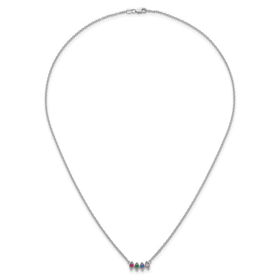 14K White Gold 4 Genuine Birthstone Mother's Necklace