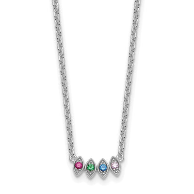 14K White Gold 4 Genuine Birthstone Mother's Necklace