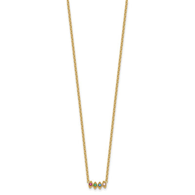 14K 4 Synthetic Birthstone Mother's Necklace