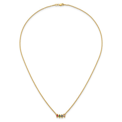 14K 4 Synthetic Birthstone Mother's Necklace