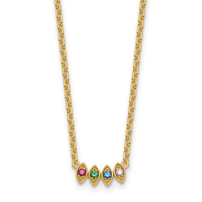 14K 4 Genuine Birthstone Mother's Necklace