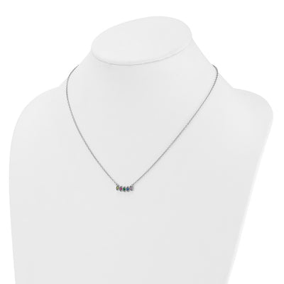 14K White Gold 5 Genuine Birthstone Mother's Necklace
