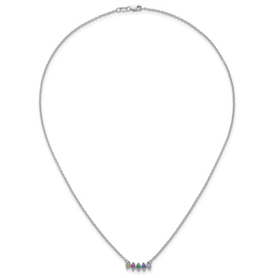 14K White Gold 5 Synthetic Birthstone Mother's Necklace