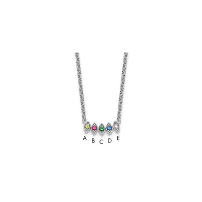 14K White Gold 5 Synthetic Birthstone Mother's Necklace