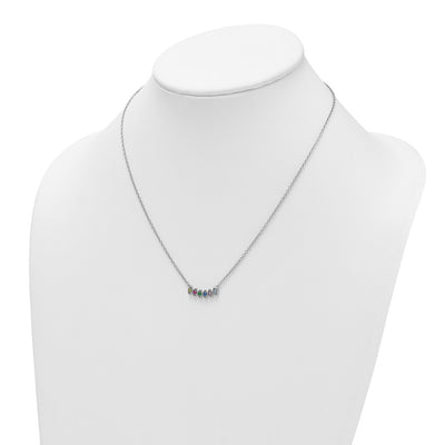 14K White Gold 6 Synthetic Birthstone Mother's Necklace